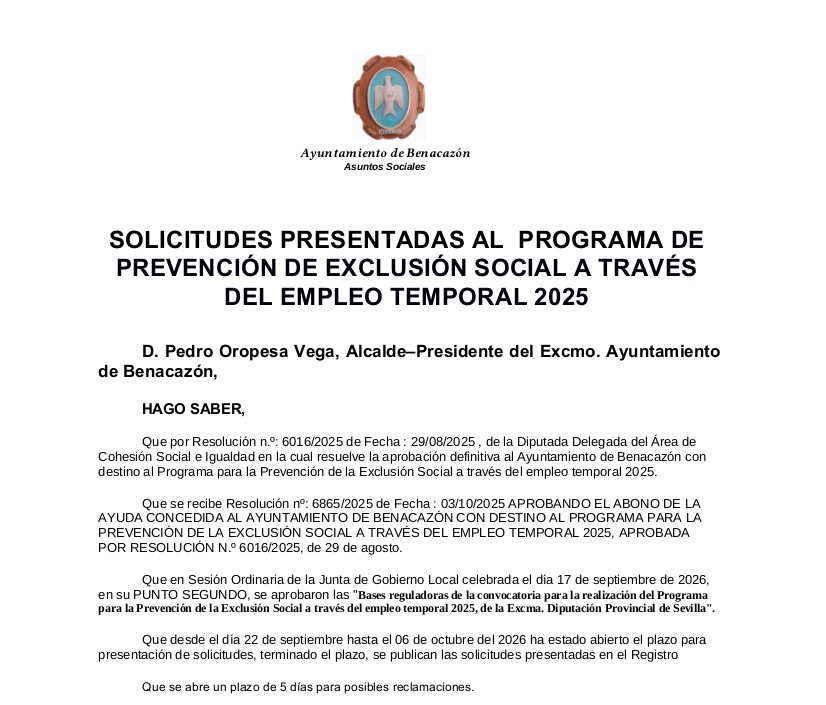 ANUNCIO SOLICITUDES PRESENTADAS
