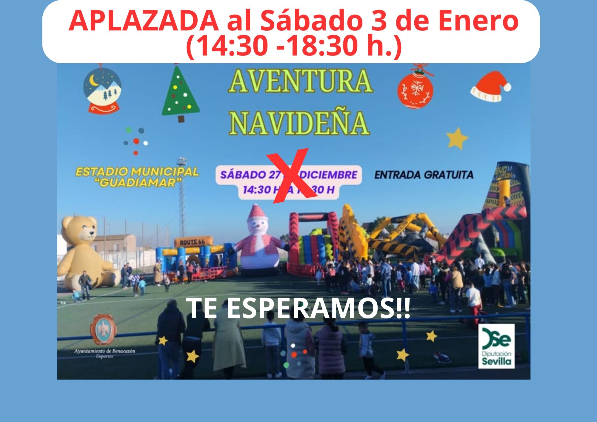 APLAZADA al Sábado 3 de Enero-hinchables