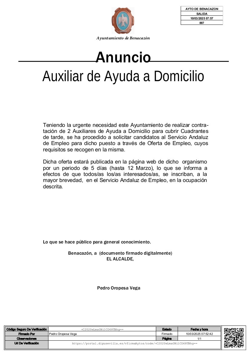 Anuncio Aux Ayuda Domicilio