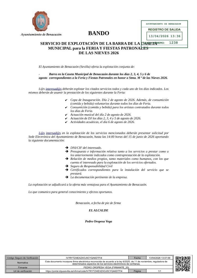 BANDO EXPLOTACIÓN Caseta Feria 2026