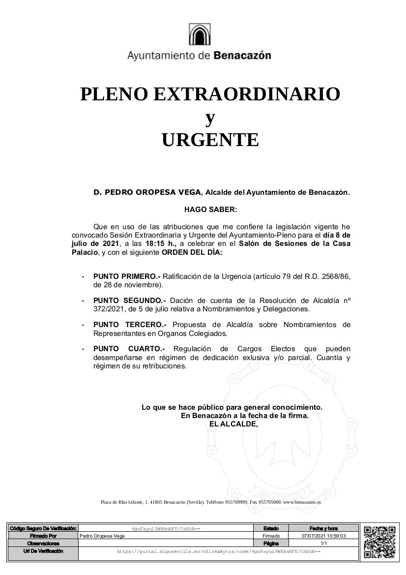 BANDO_Pleno 08.07.2021 Delegaciones Municipales Nombramientos Cargos