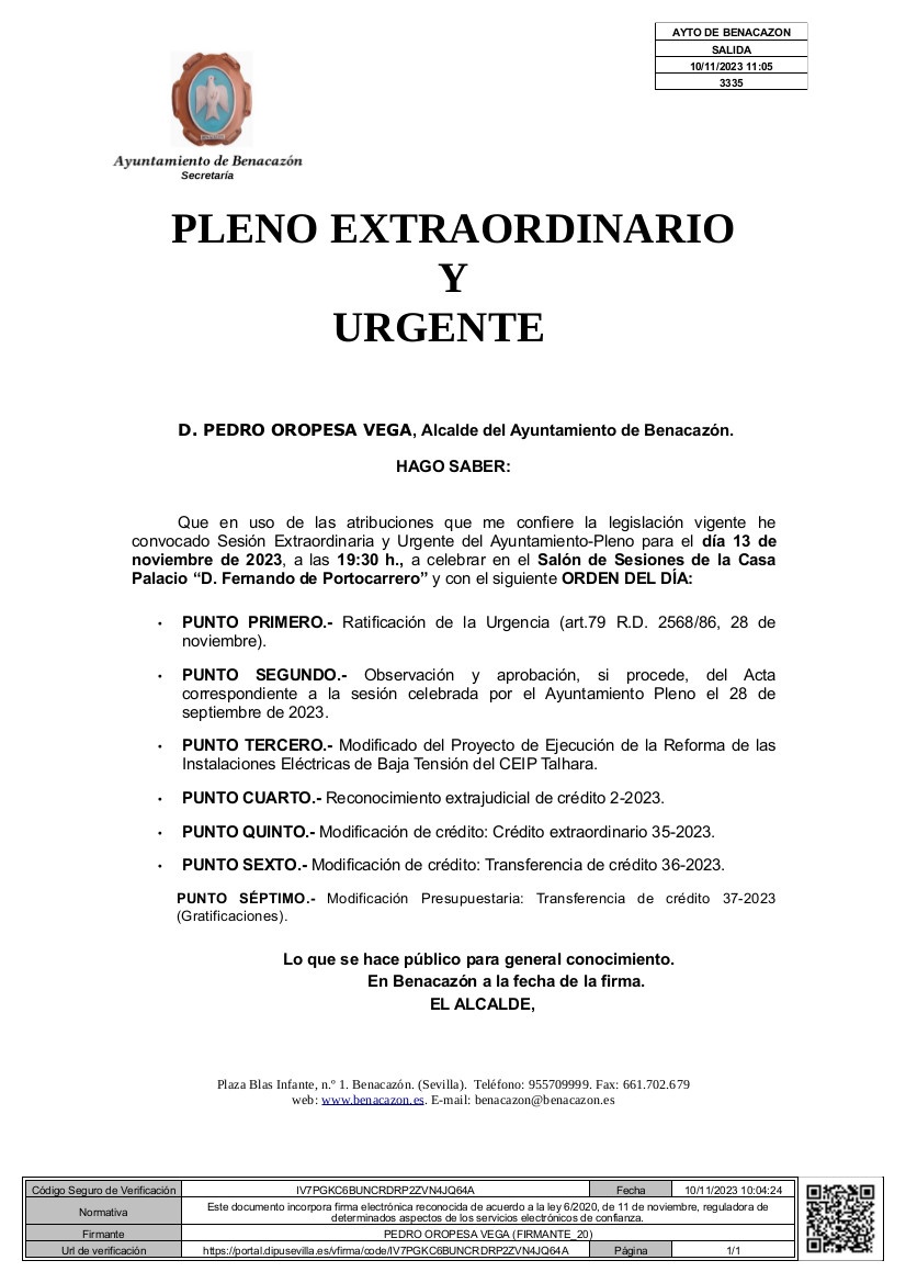 Bando_Pleno Extra y Urgente 13.11.2023