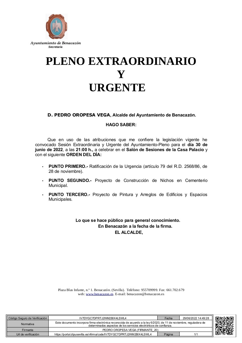 Bando_Pleno Extra y Urgente 30.06.2022