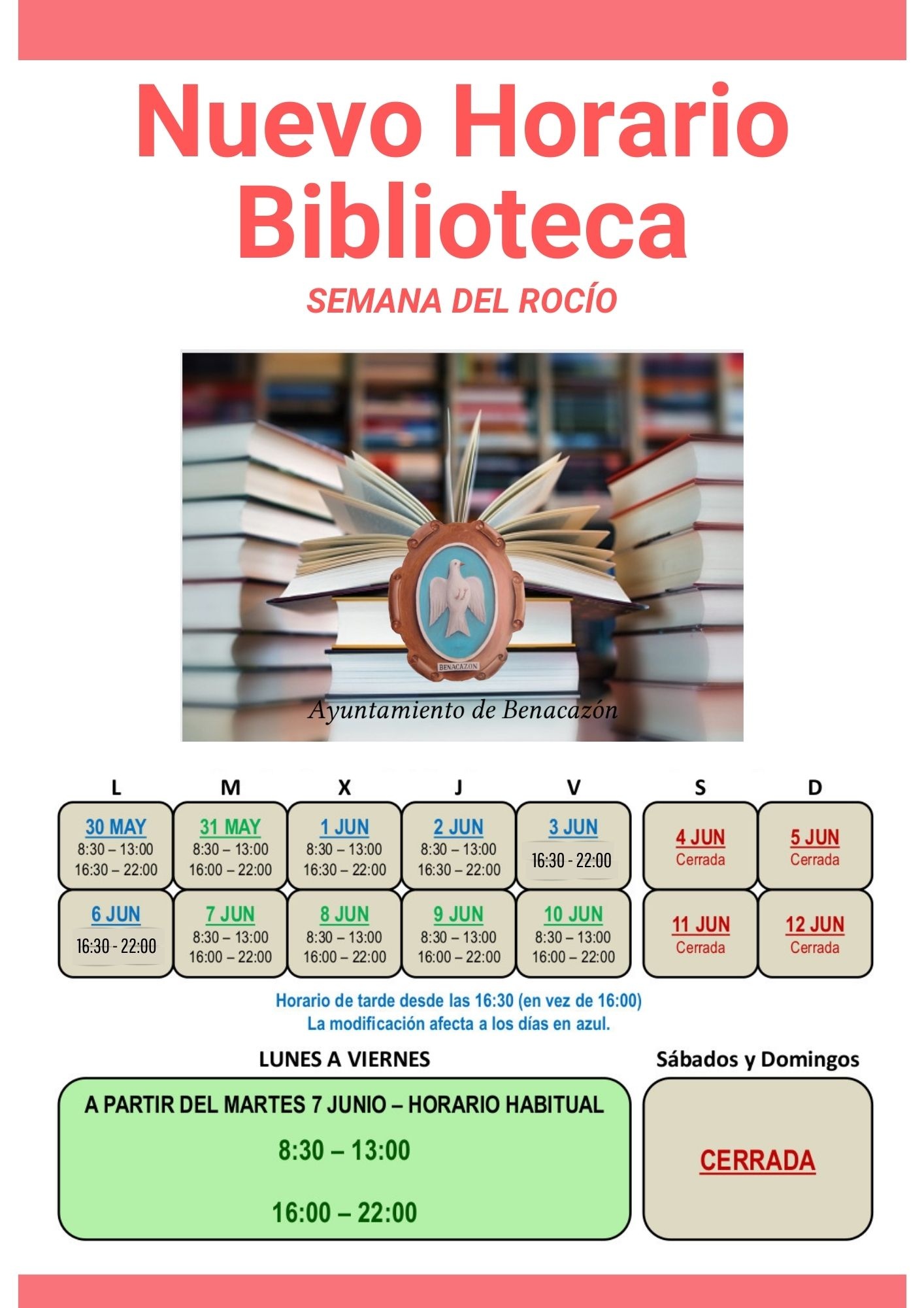 Cartel Horario Biblioteca-Rocío