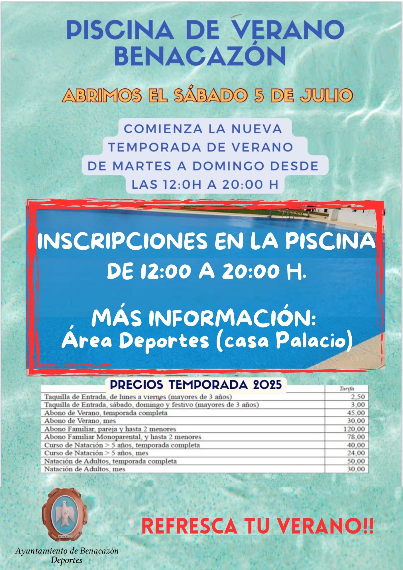 Cartel Piscina Inscripción