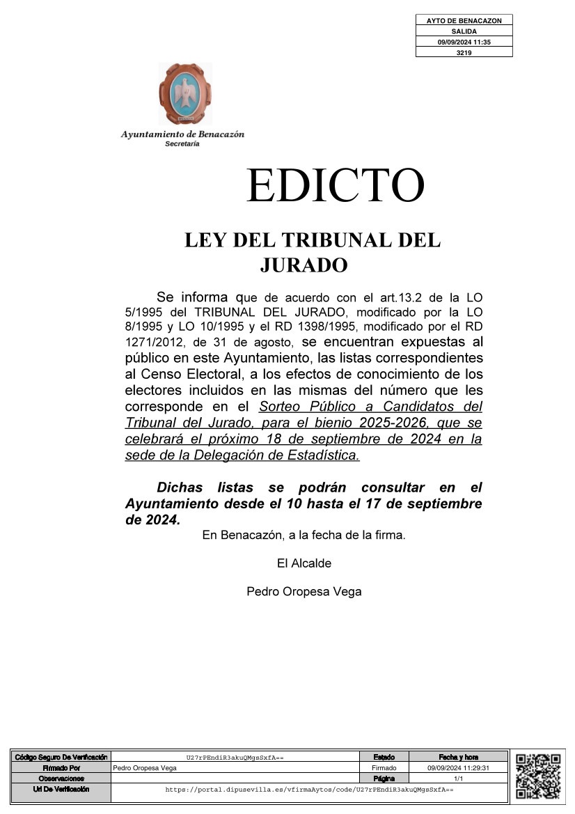 Edicto Listas Tribunal Jurado