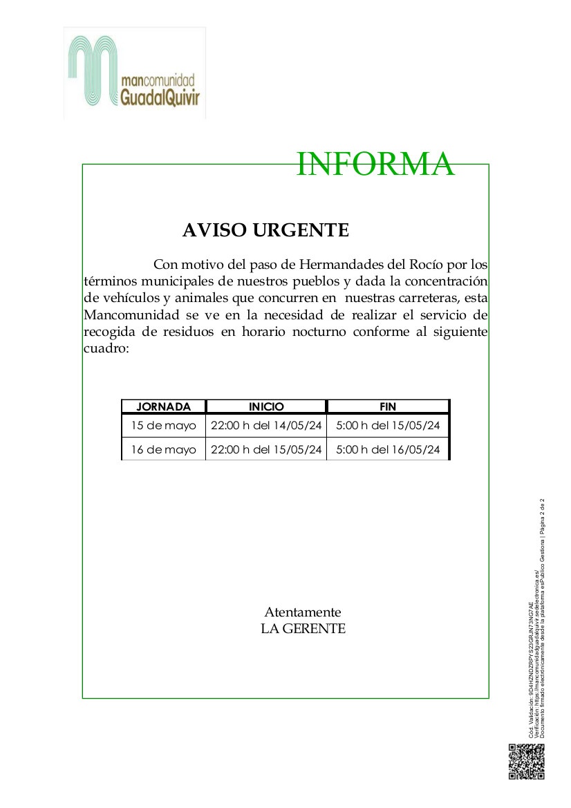 HORARIOS_ROCIO_2024_AYUNTAMIENTOS Mancomunidad residuos